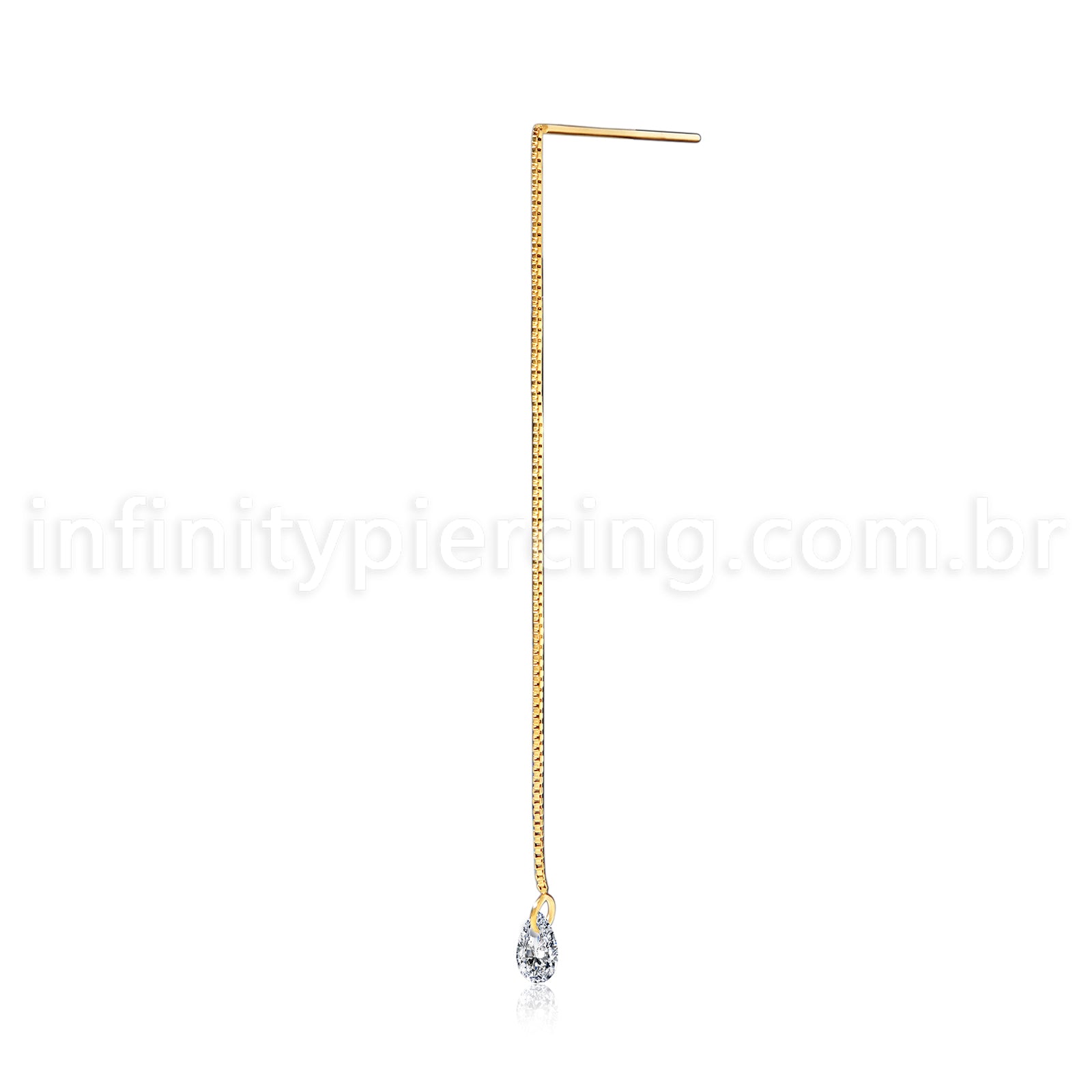 Piercing Palitinho Corrente Aço Cirúrgico Zircônia Gota